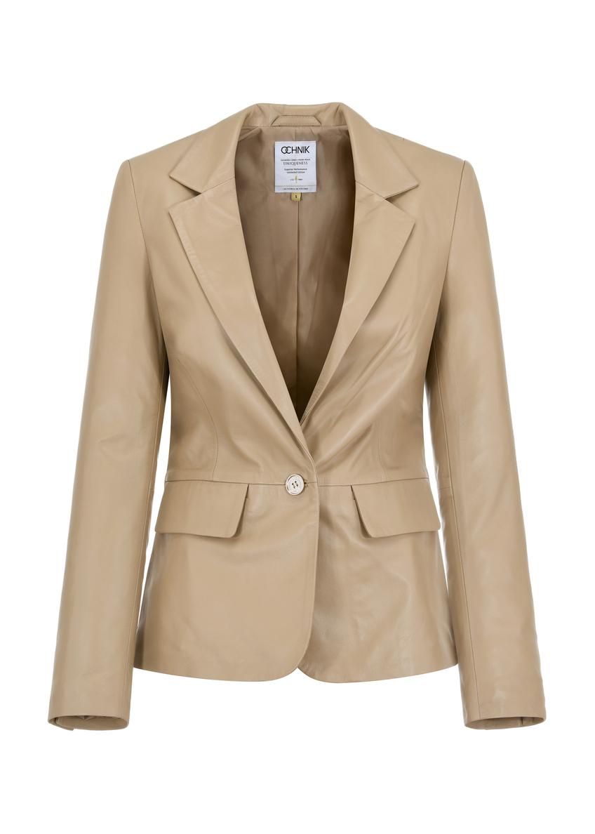 Beige leather jacket for women KURDS-0445-1187(W25)