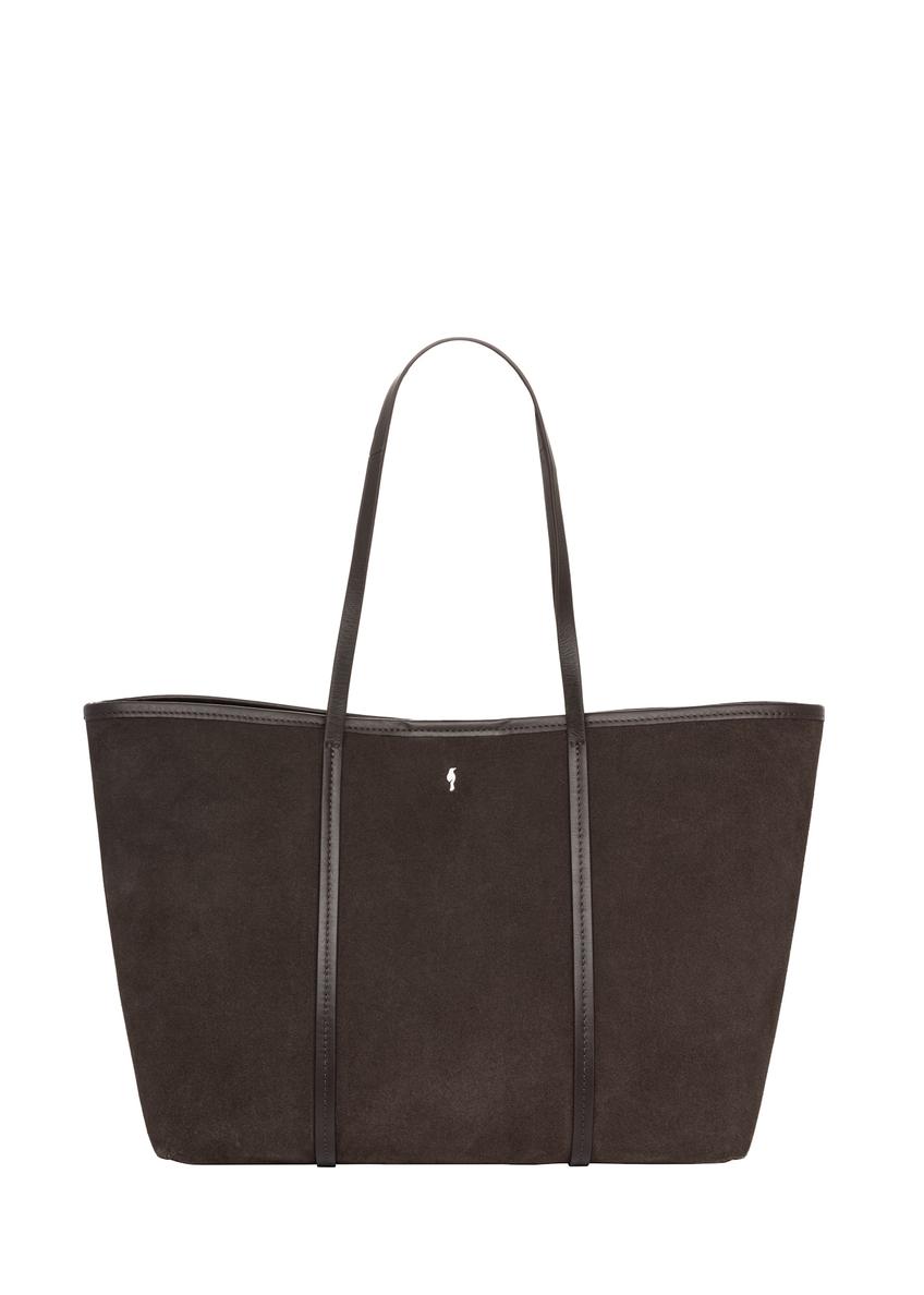 Large dark brown leather women's handbag TORES-1397-1I(Z26), front product view on white background.
