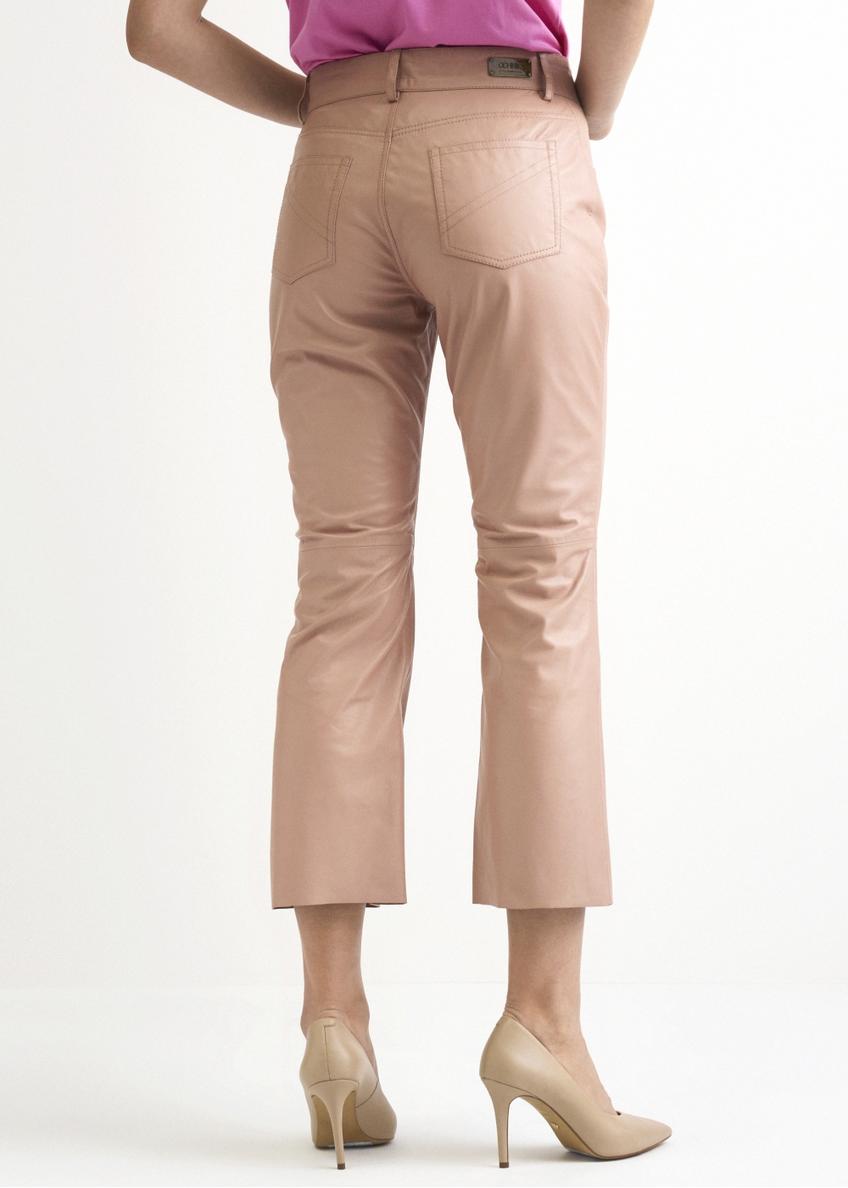 Women's beige leather pants SPODS-0026-1187(W22)