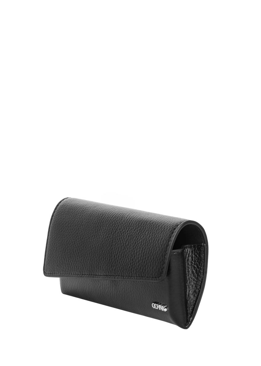 Black leather glasses case PORES-1014R-9I(Z26)
