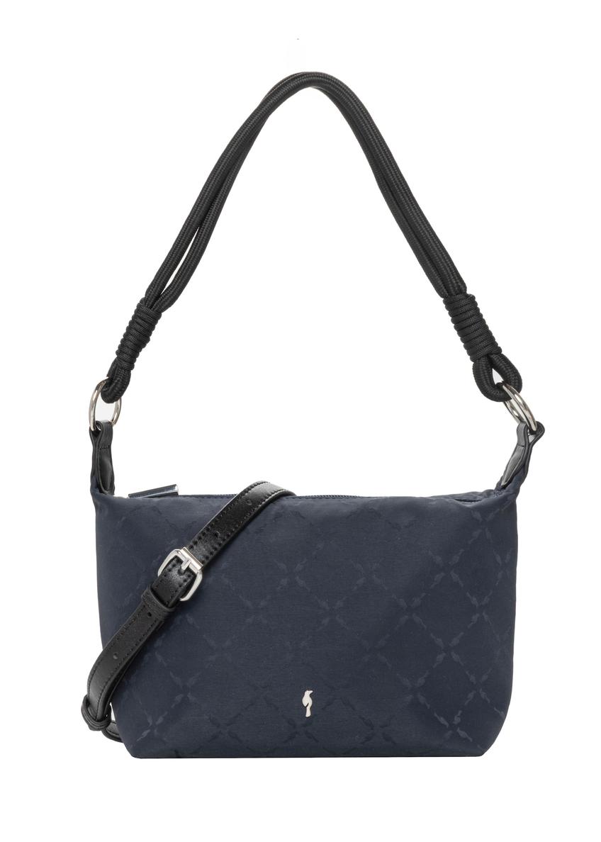 Navy blue fabric women's handbag TOREN-0355-7E(Z26), front view on a white background.