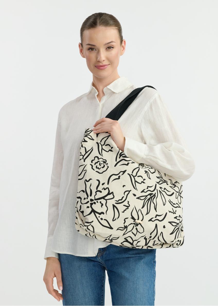 Women's fabric handbag with flowers TOREN-0289A-98(W25)