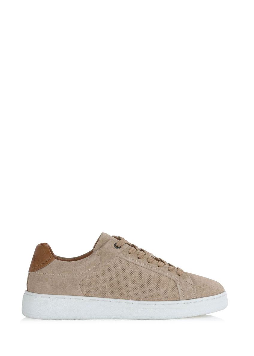 Beige leather men's sneakers BUTYM-0452-81(W24)-08