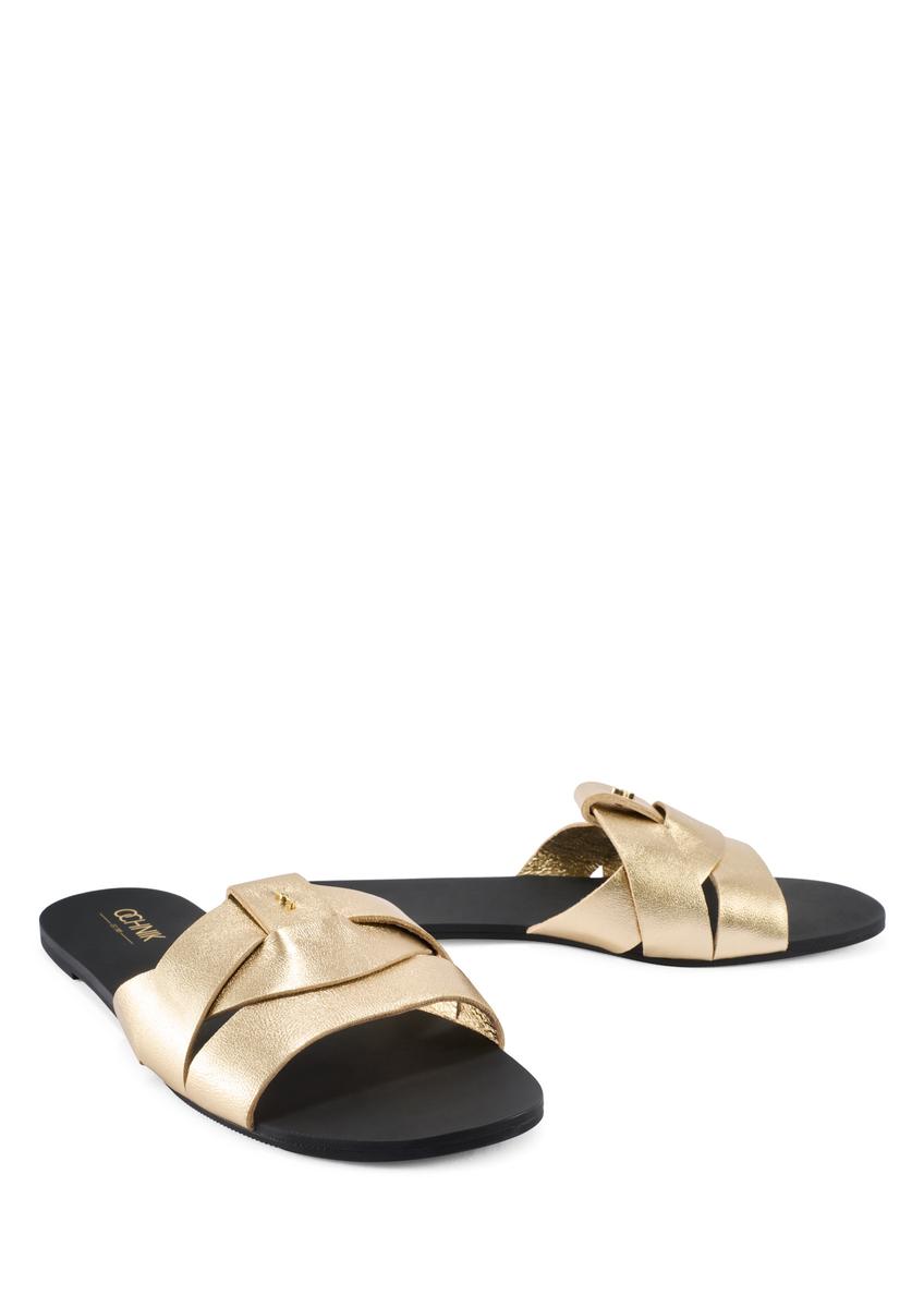 Women's gold braided flip-flops BUTYD-0903C-2X(W26)