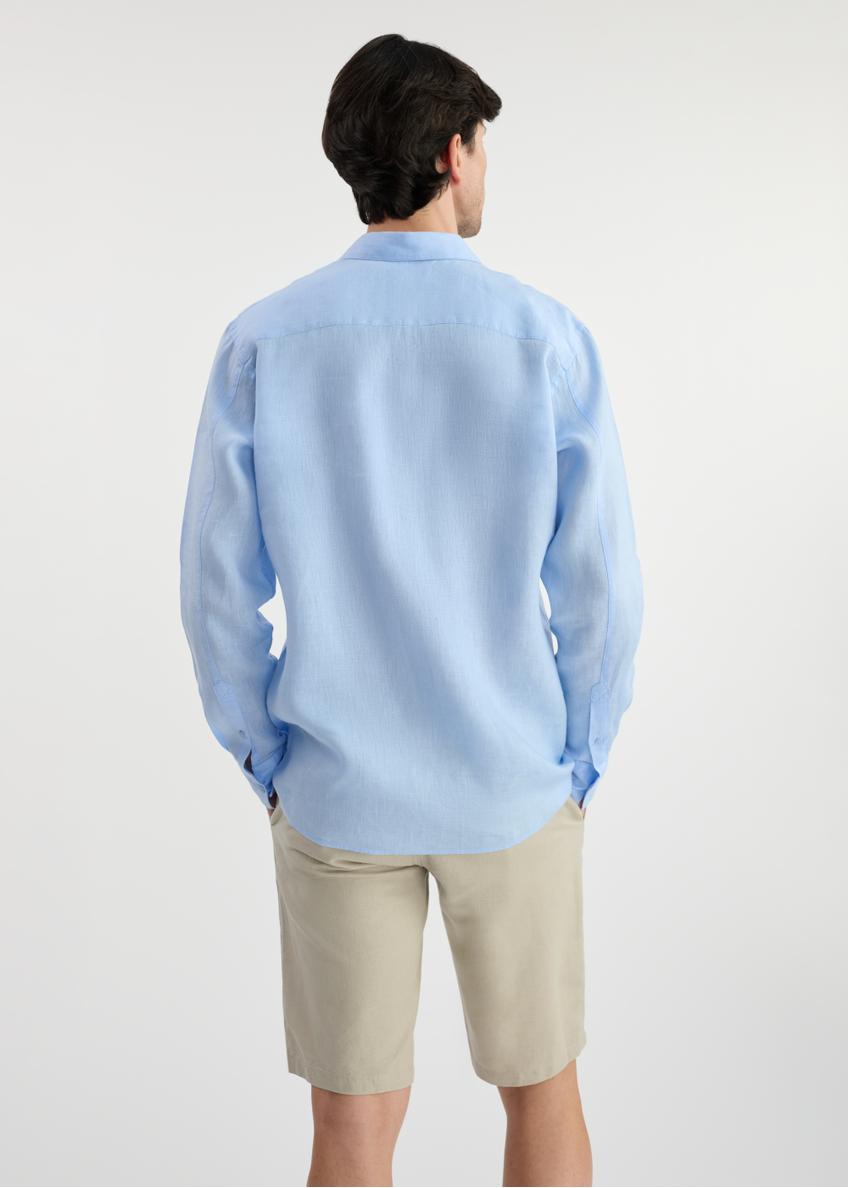 Blue linen men's shirt KOSMT-0321-60(W25)