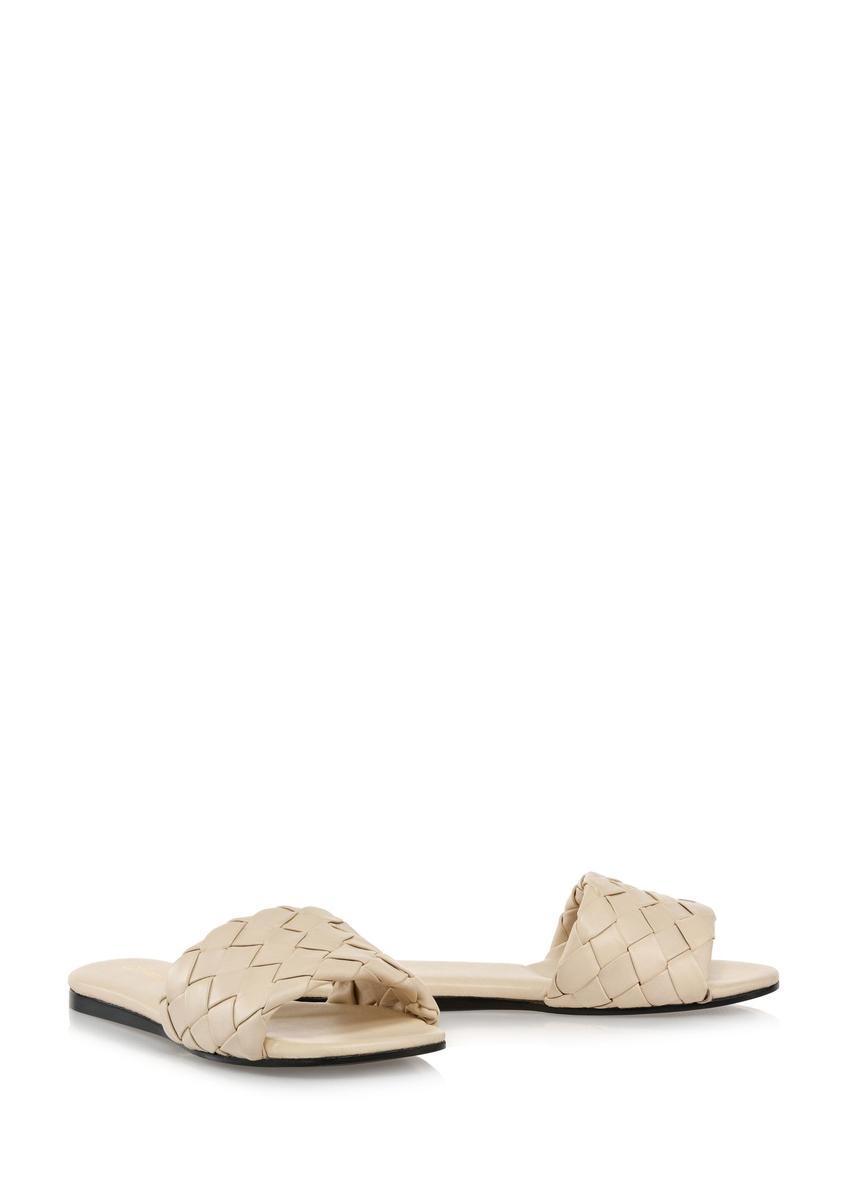 Beige leather braided flip-flops BUTYD-1065-81(W24)