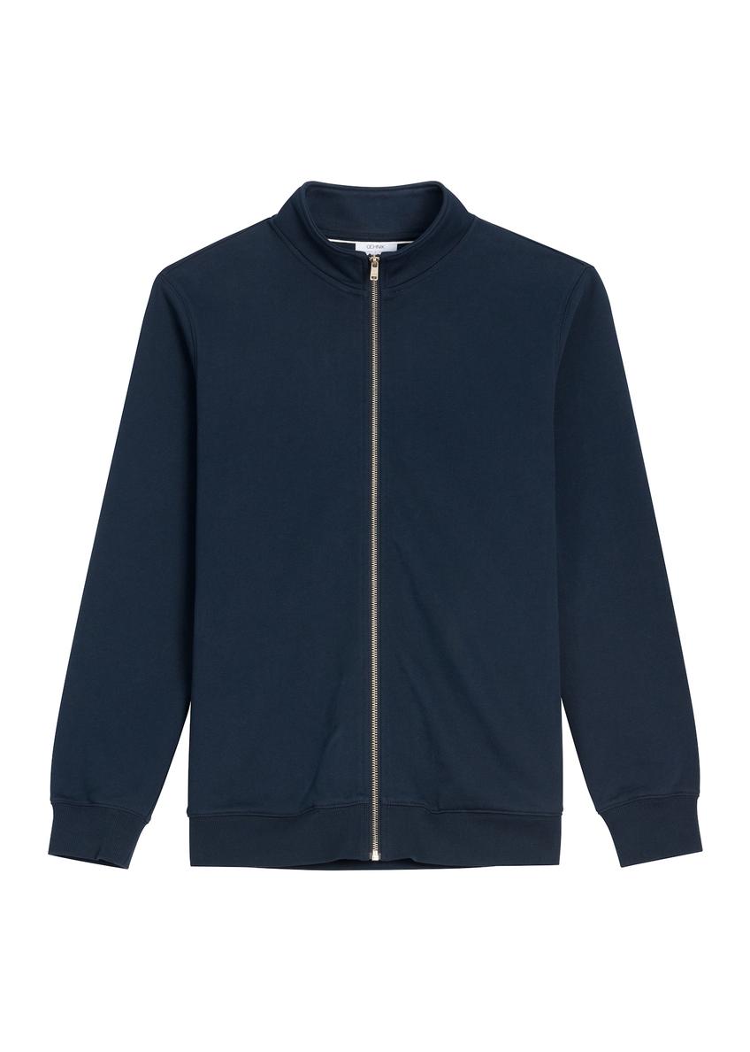 Navy blue men's zippered sweatshirt BLZMT-0085-7E(Z26)