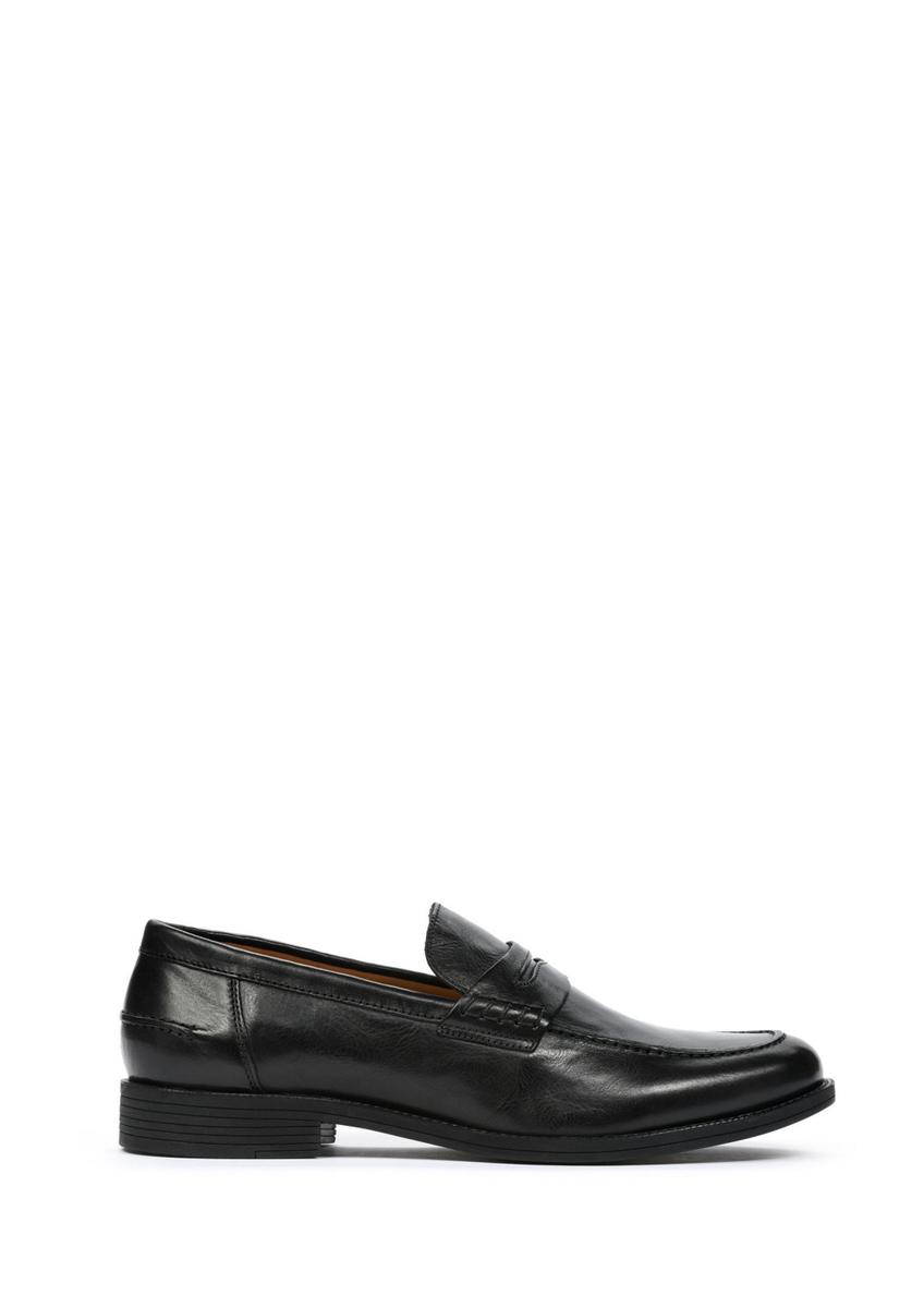 Black leather men's loafers BUTYM-0482-99(W25)