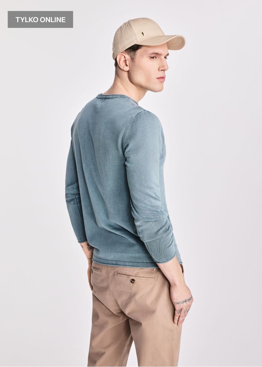 Cotton men's sweater in gray-blue color SWEMT-0100-95(W25)