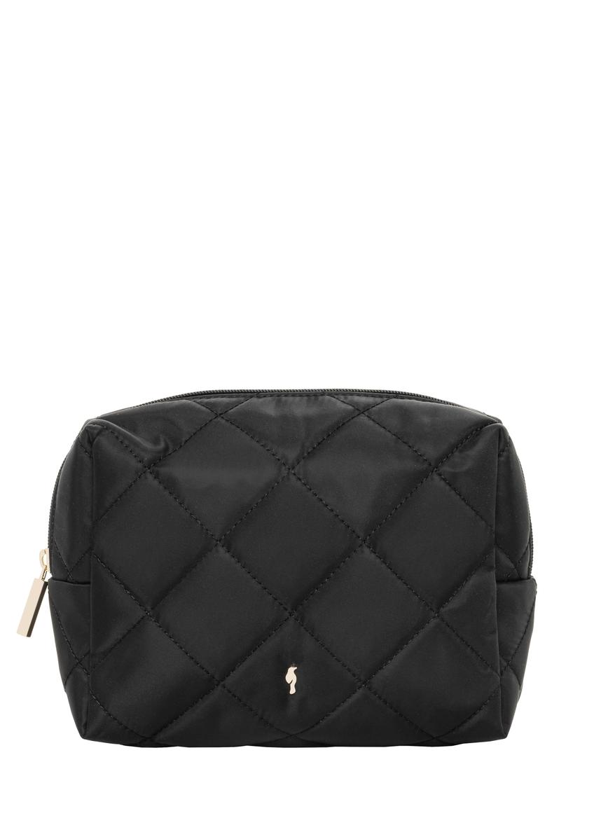 Black women's cosmetic bag TOREN-0267-9P(Z26) - front product view, on white background.