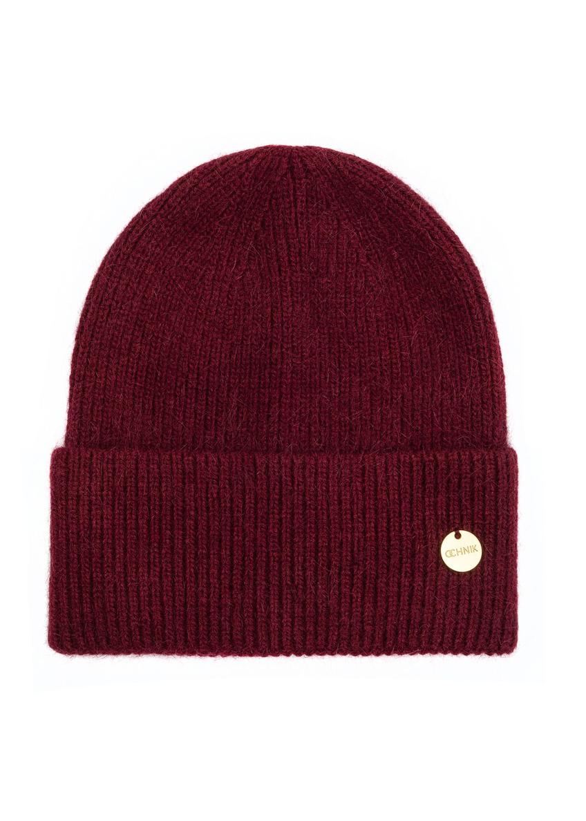 Burgundy women's hat CZADT-0206-4D(Z26)- front product view on white background.