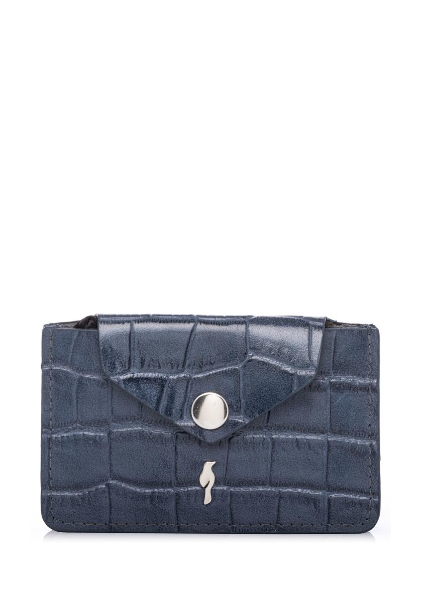 Small navy blue leather women's wallet PORES-0890-7D(W26) - front product view, on white background.
