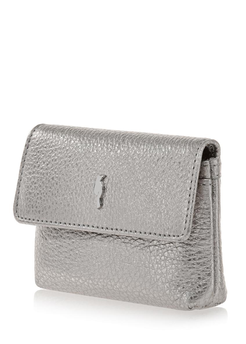 Small silver leather wallet with chain PORES-0871-92(Z23)