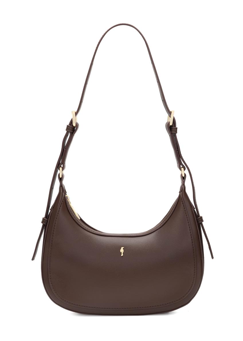 Brown small hobo bag TOREC-1136-1H(W26) - front product view, on white background.