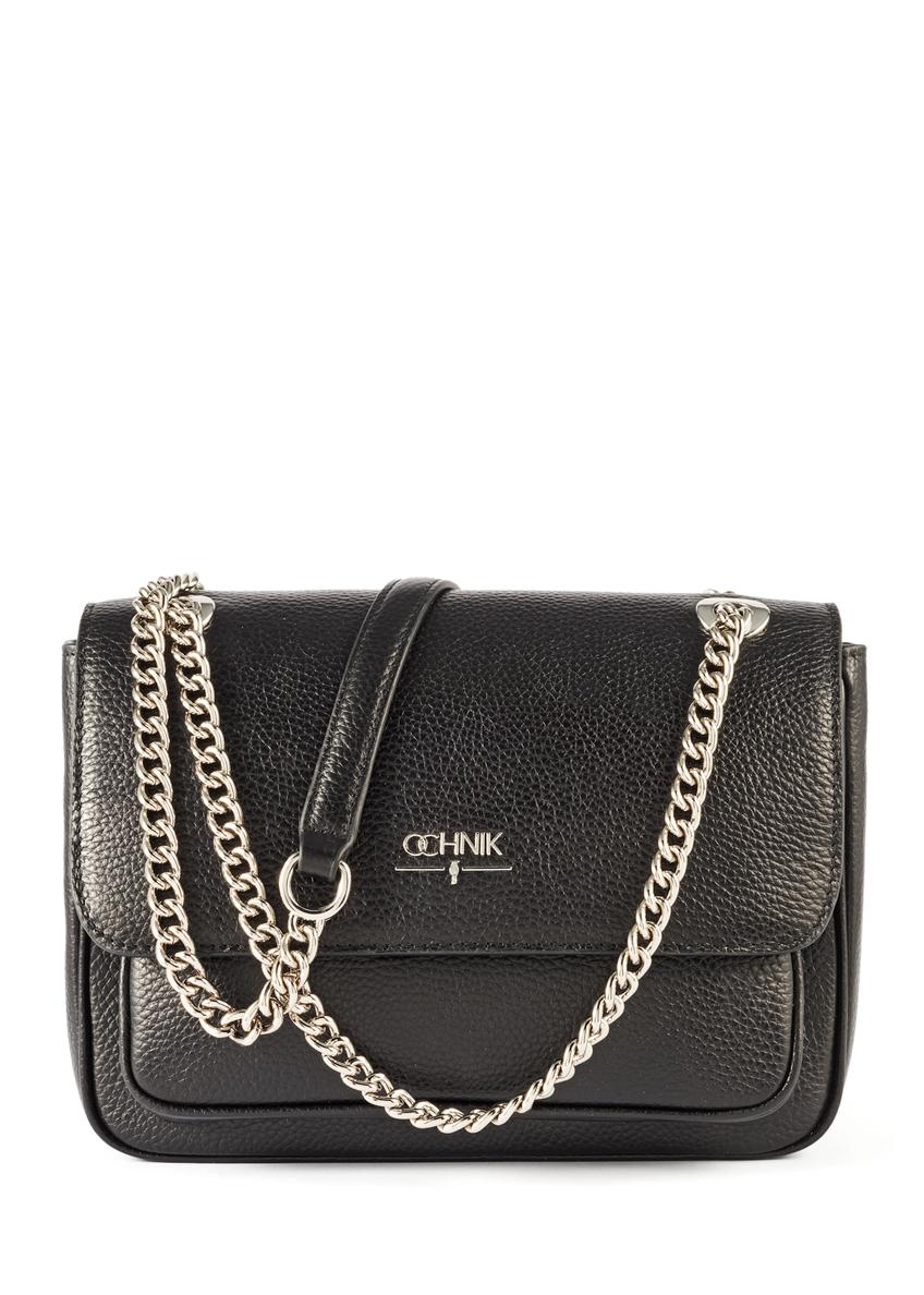 Leather black shoulder bag TORES-1147A-99(Z25) - front product view on white background.