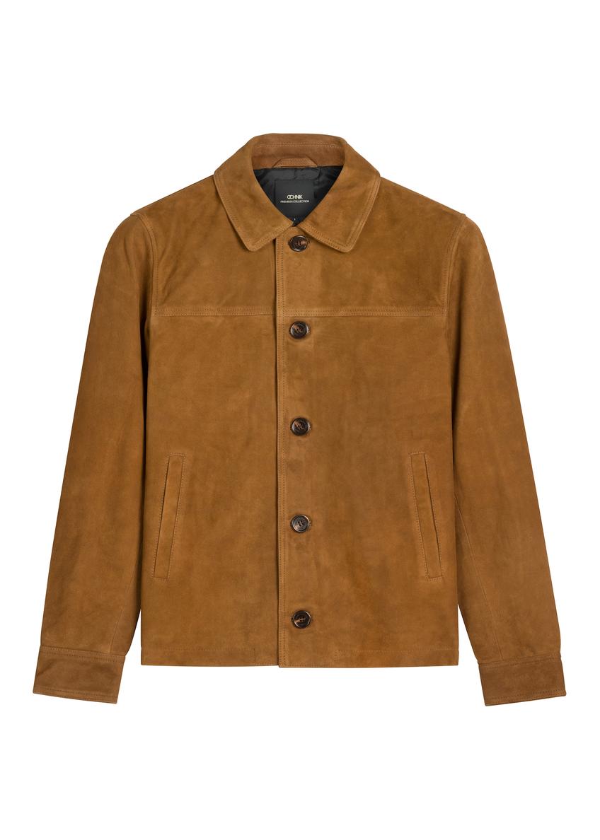 Men's suede jacket in cognac color KURMS-0401-1F(W26)