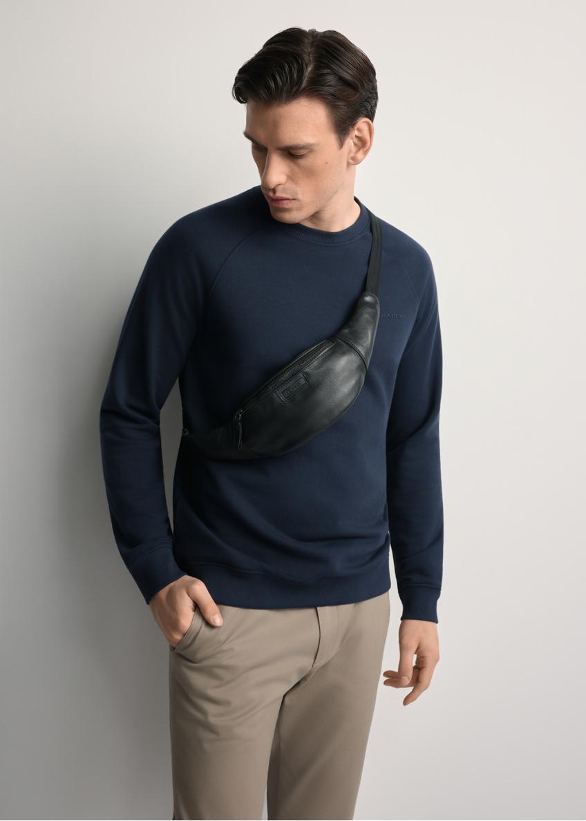 Men's black leather waist bag TORMS-0417A-99(Z25)