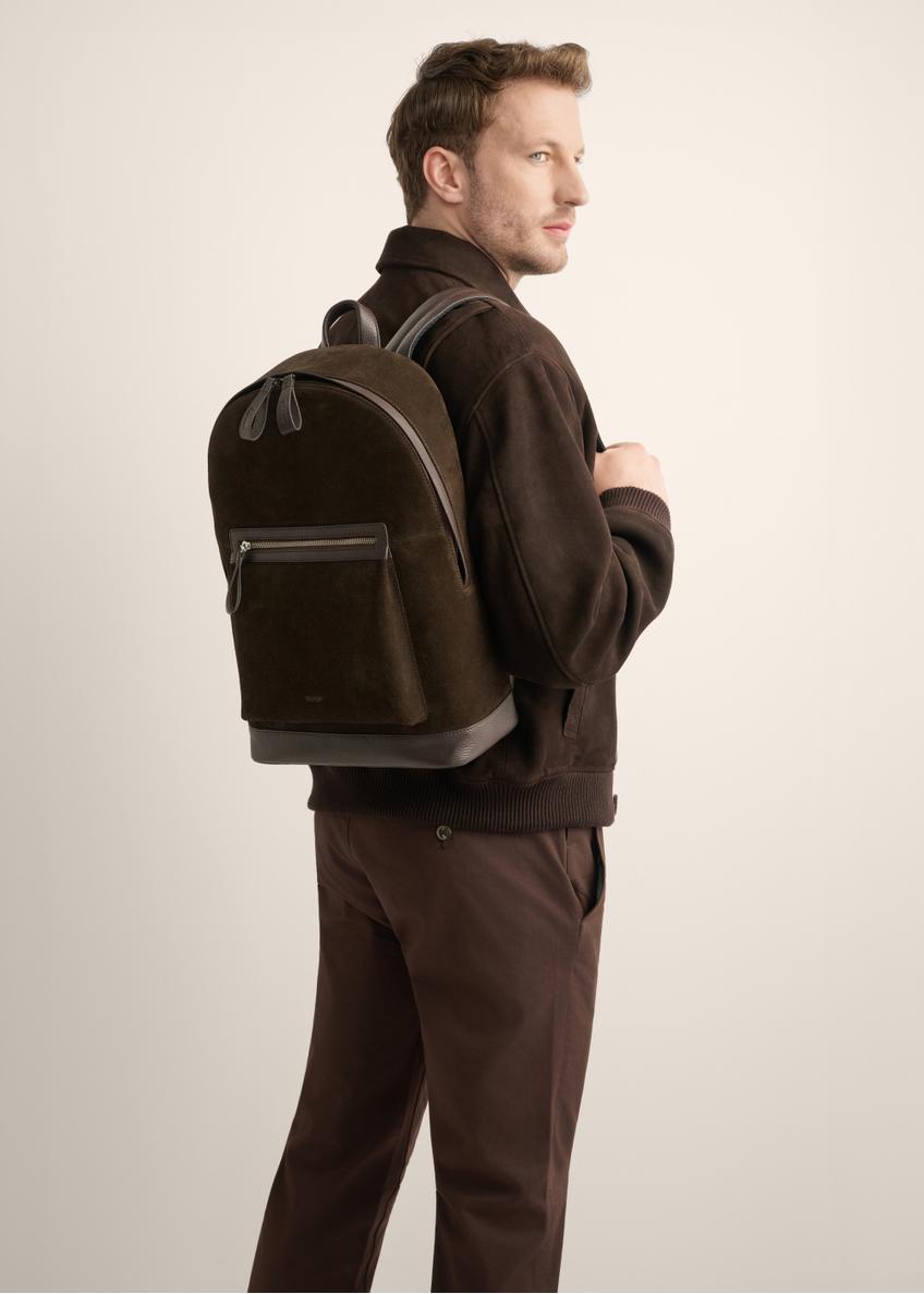 Men's dark brown suede backpack TORMS-0539-1I(Z26)
