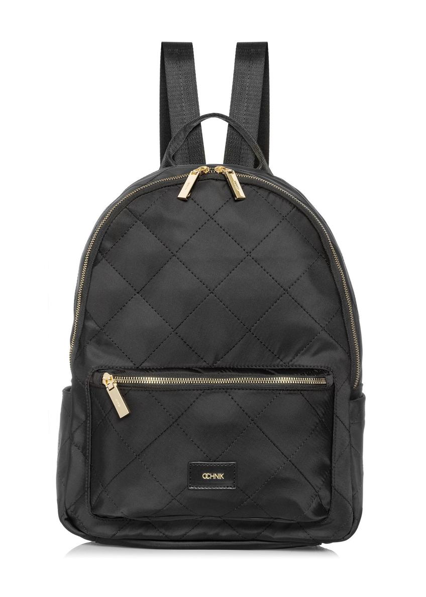 Black quilted women's backpack TOREN-0265A-99(Z25) - front product view on white background.