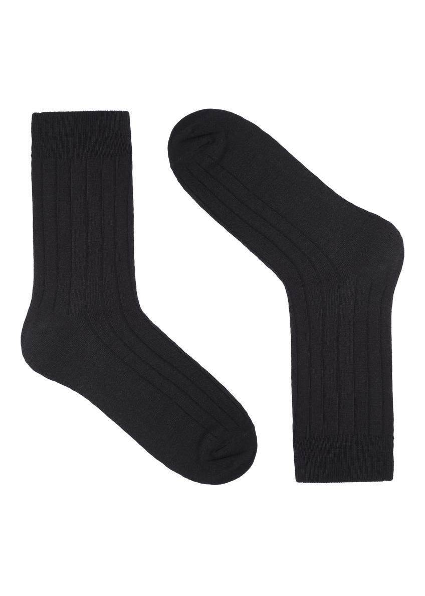 Black merino wool socks SKAMT-0206-99(Z26), product view from the front on a white background.