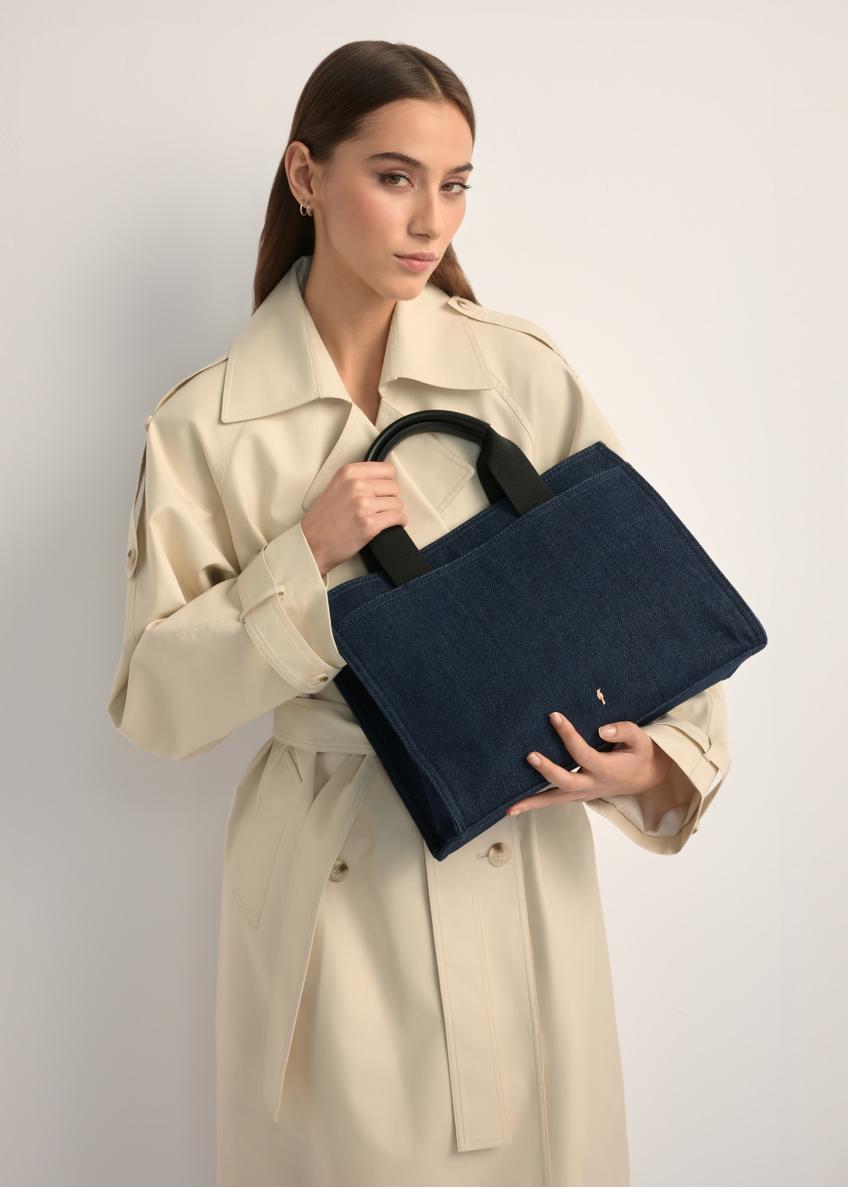 Navy blue denim women's handbag TOREN-0332-7H(W26)