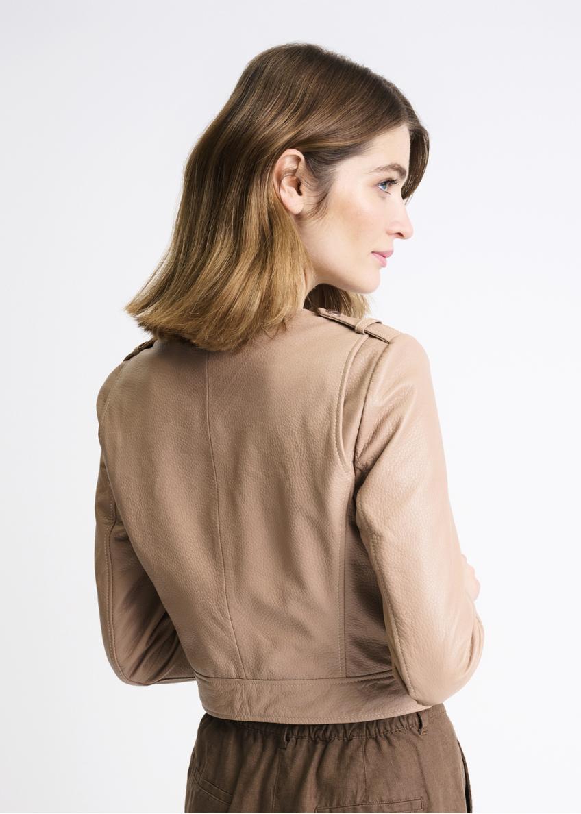 Beige leather women's ramon jacket KURDS-0353-1191(W22)