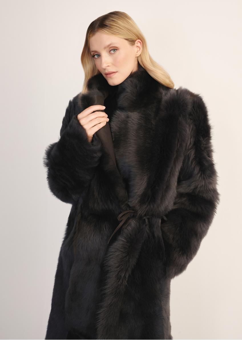 Brown double-sided women's leather sheepskin coat KOZDS-0088-3096(Z25)