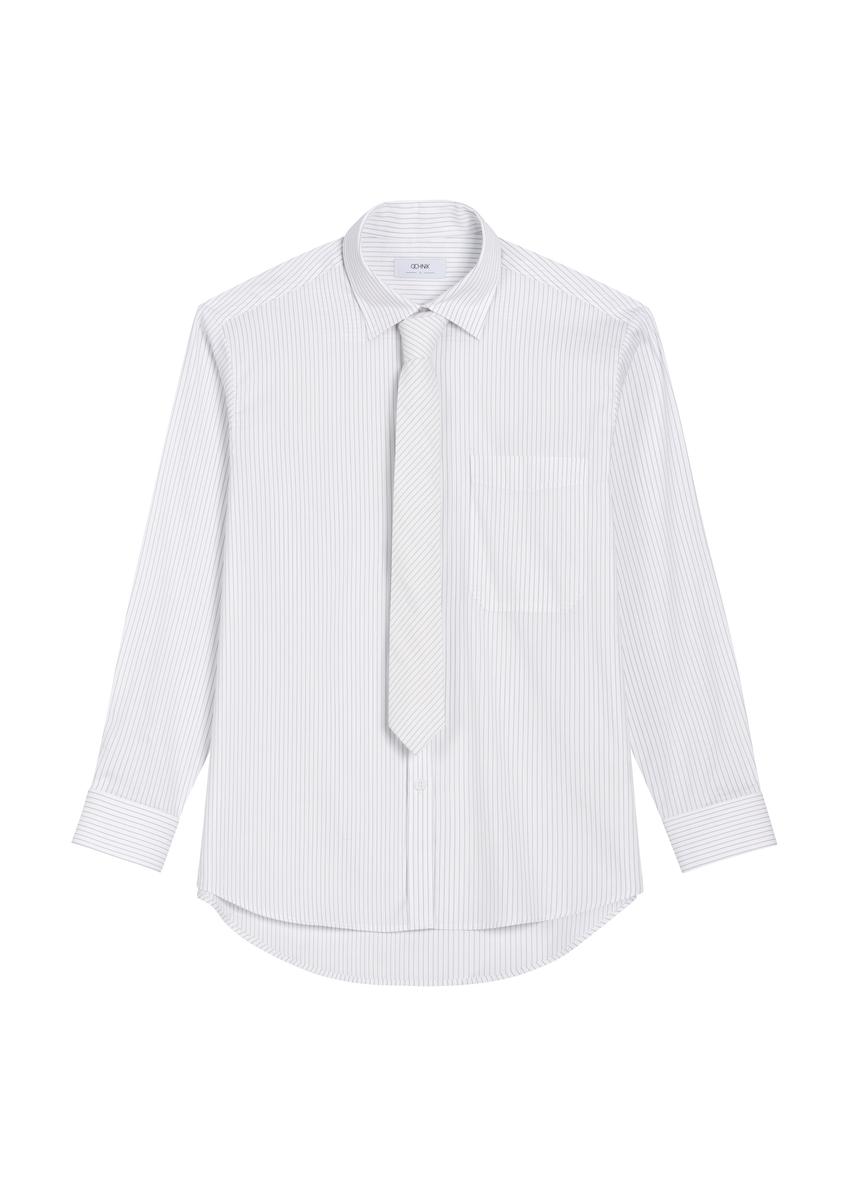 Women's striped shirt with tie KOSDT-0191-0A(Z26)