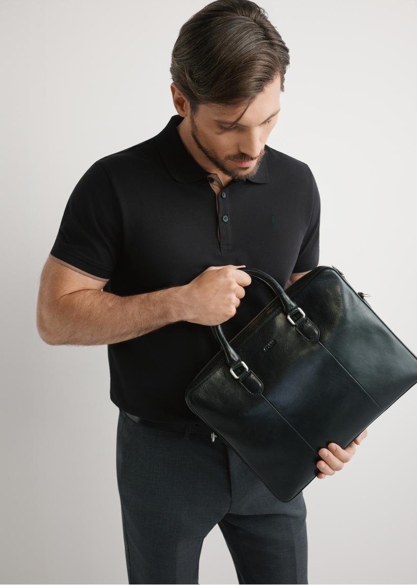 Black leather men's laptop bag TORMS-0506-99(W26)