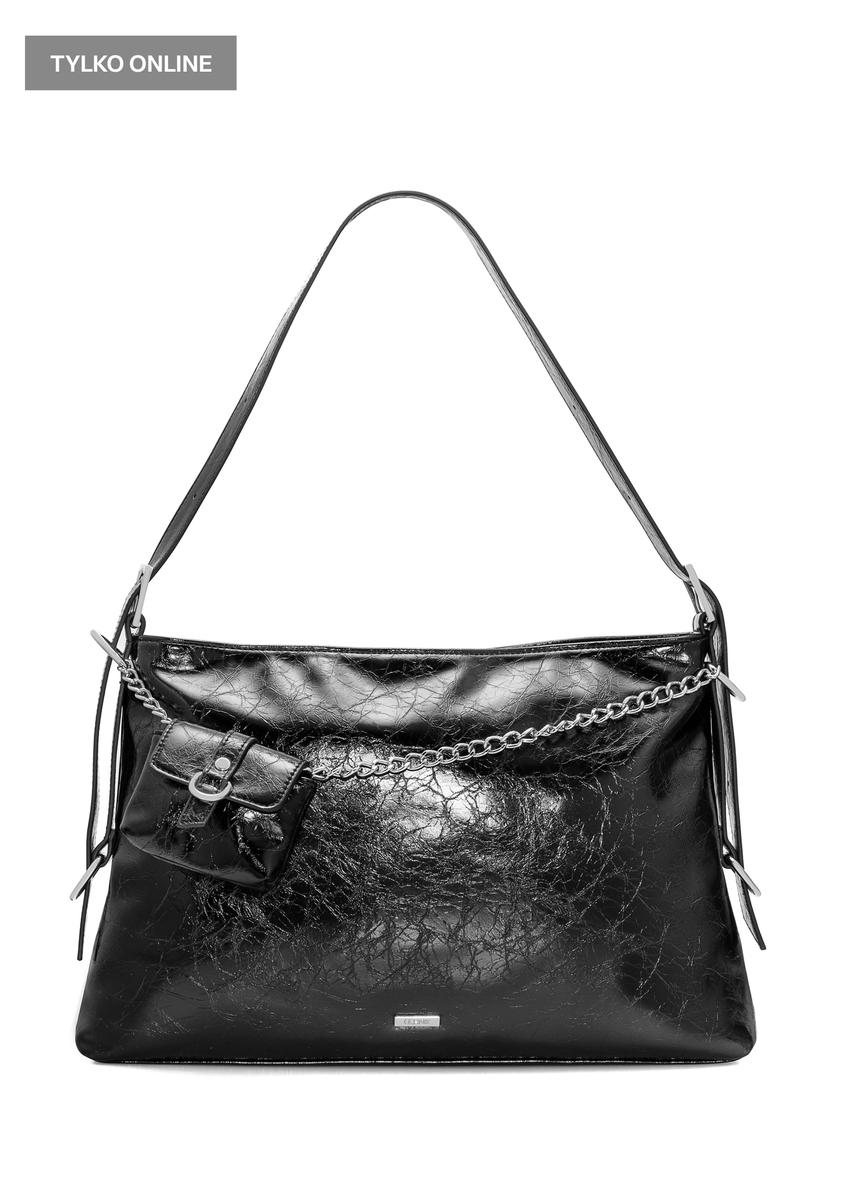 Black patent leather women's handbag TOREC-1073-99(Z25)