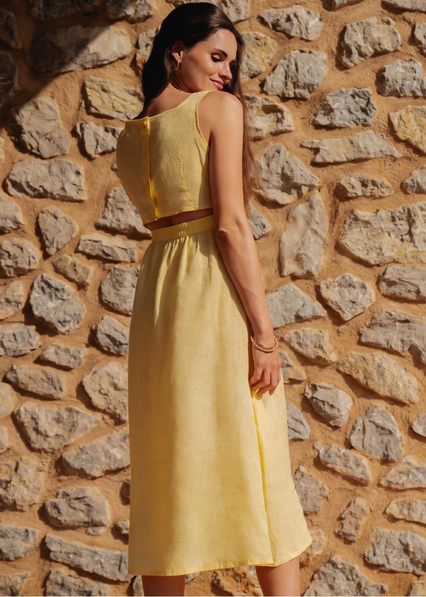 Linen dress in yellow SUKDT-0217-21(W25)