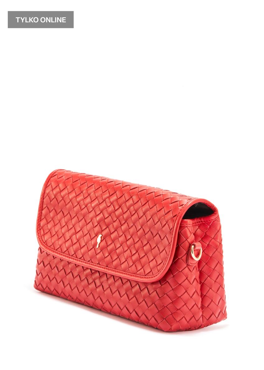 Red small woven leather handbag TORES-1108-42(W25)