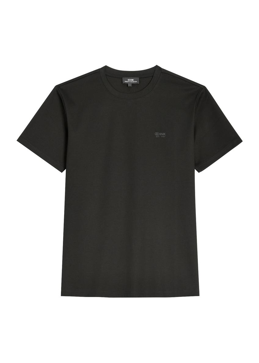 Men's black mercerized cotton t-shirt TSHMT-0156-99(Z26)