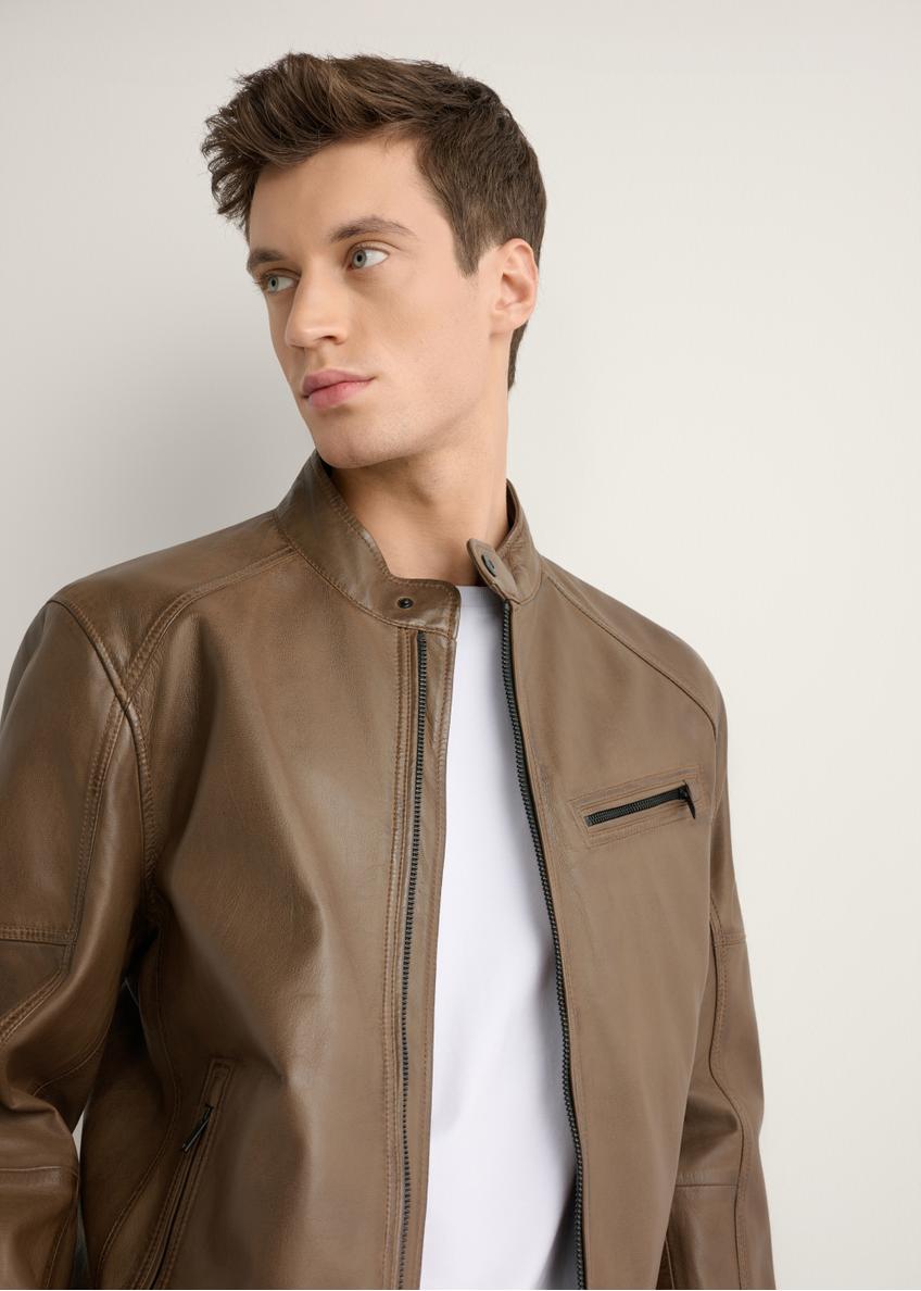 Brown men's leather jacket KURMS-0400-1H(W26)