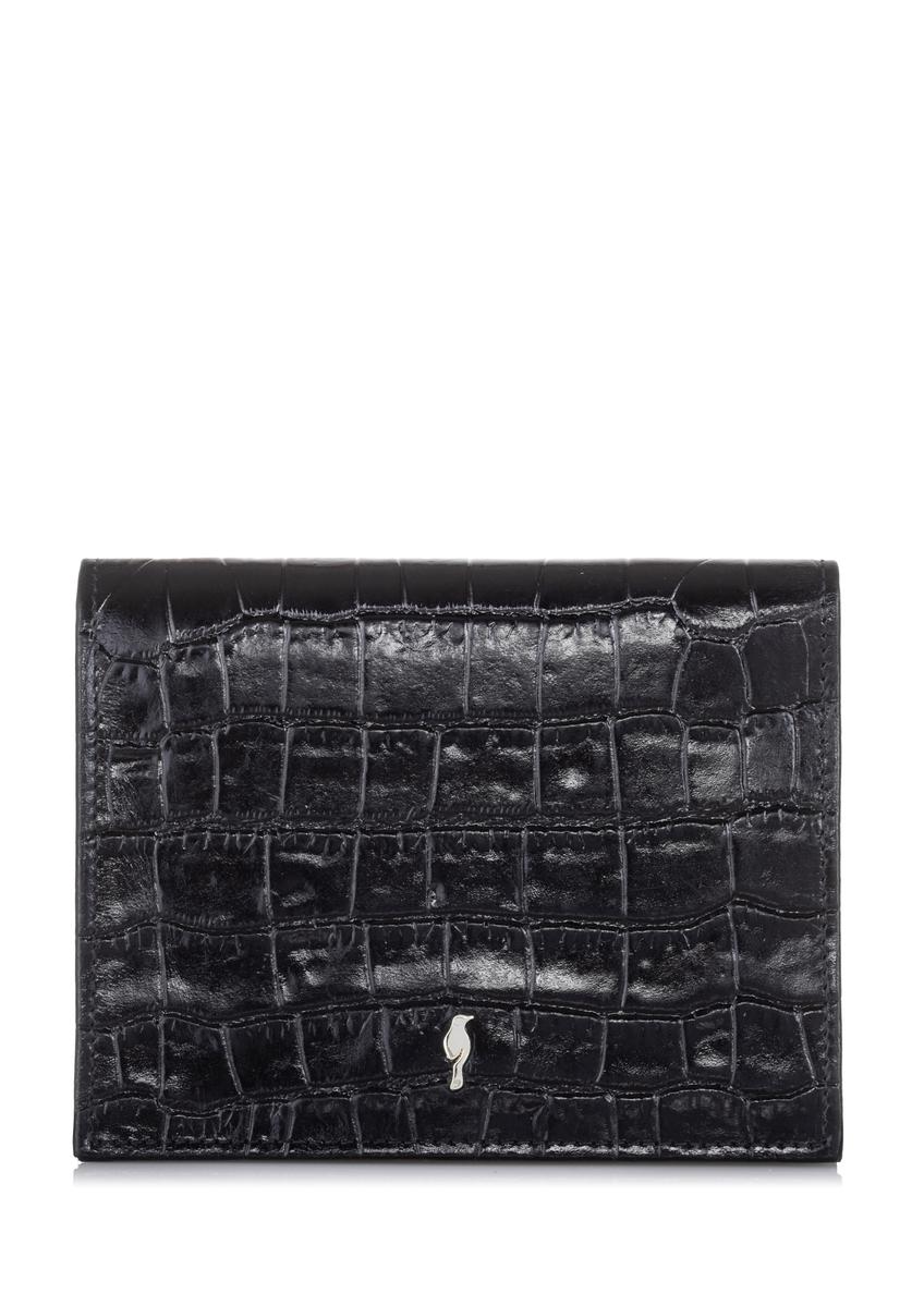 Women's small black croco wallet PORES-0846-99(W23)-07