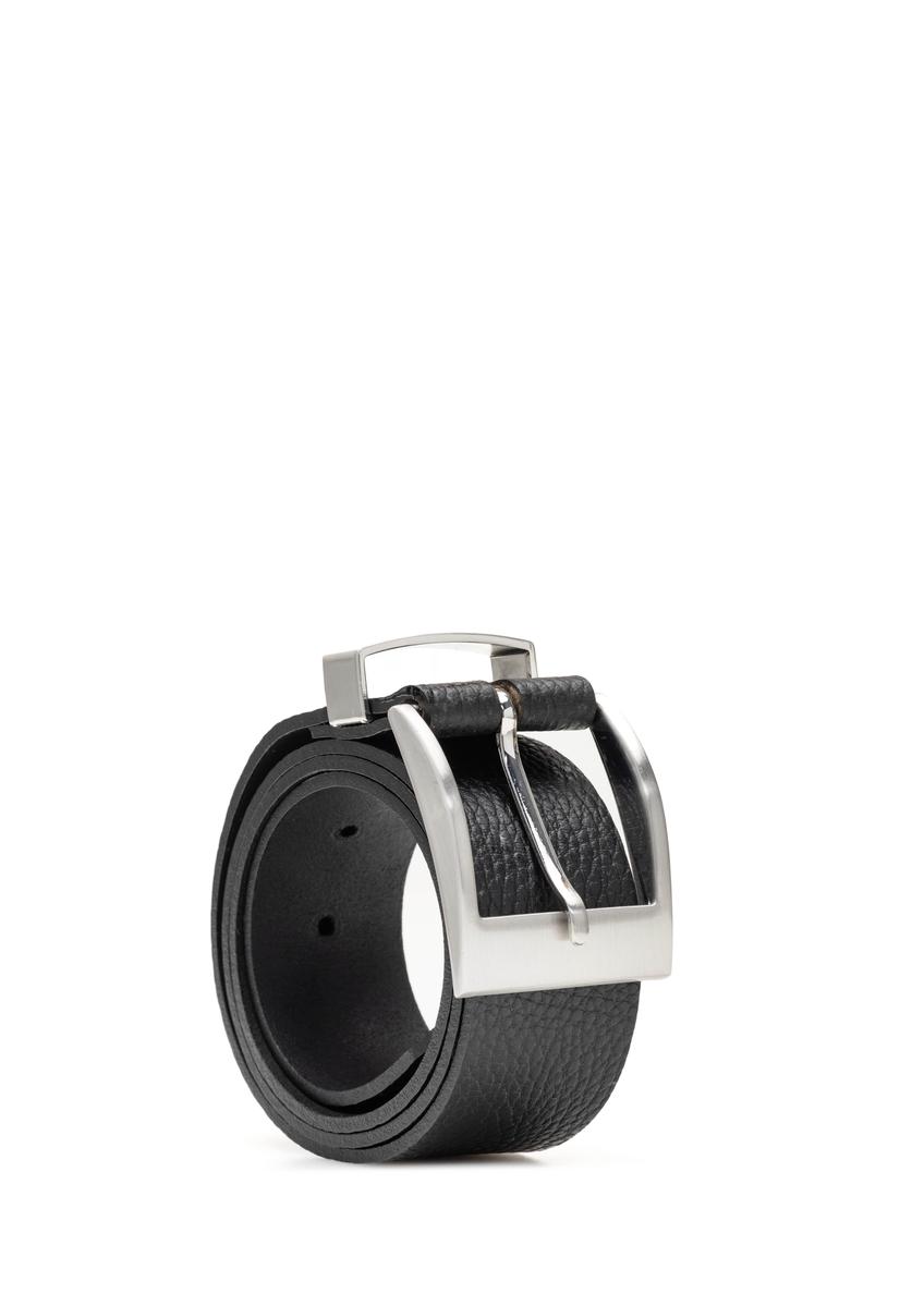 Men's black leather belt PASMS-0274-99(Z25)