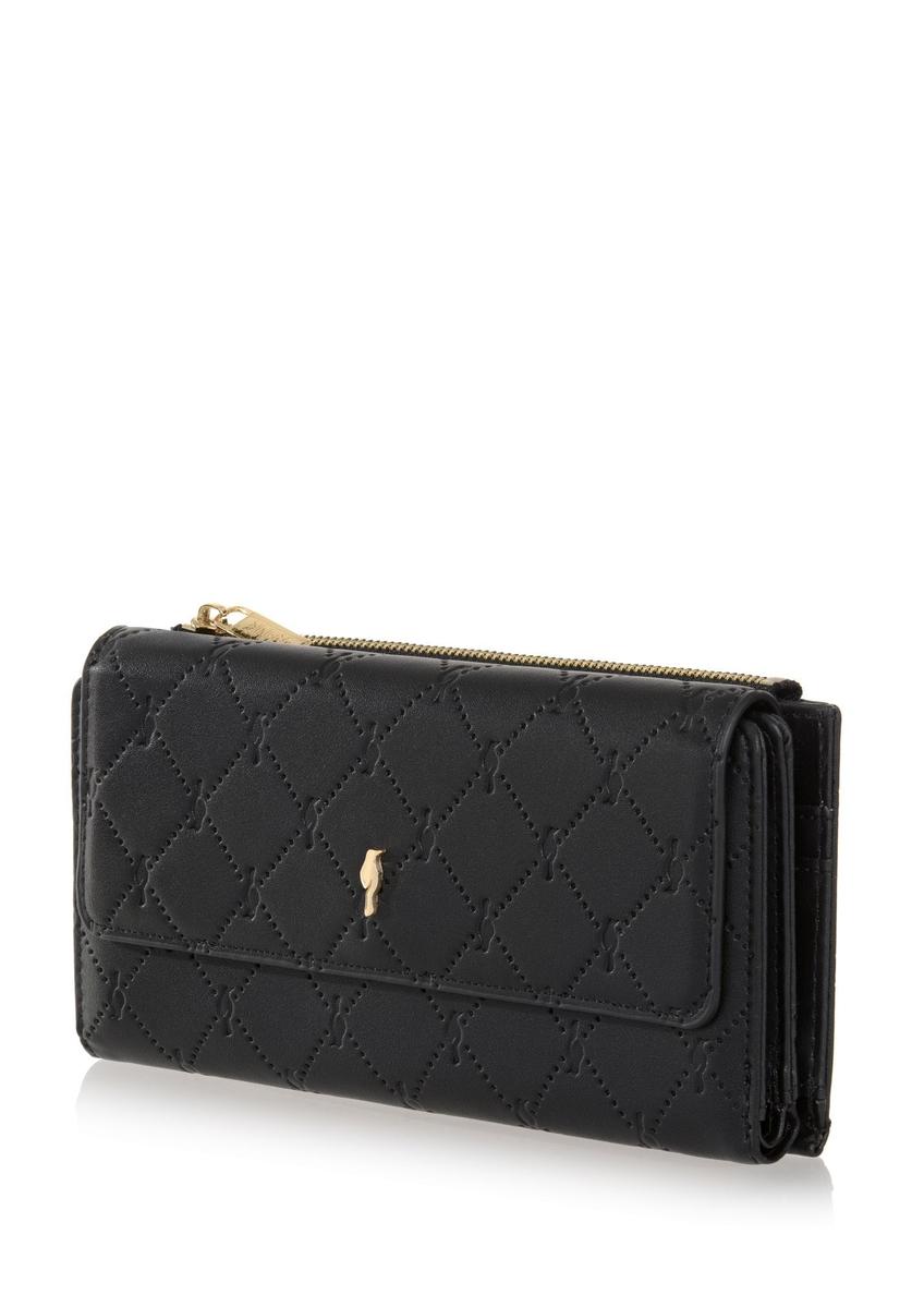 Large black women's wallet with monogram POREC-0347A-9P(Z26)