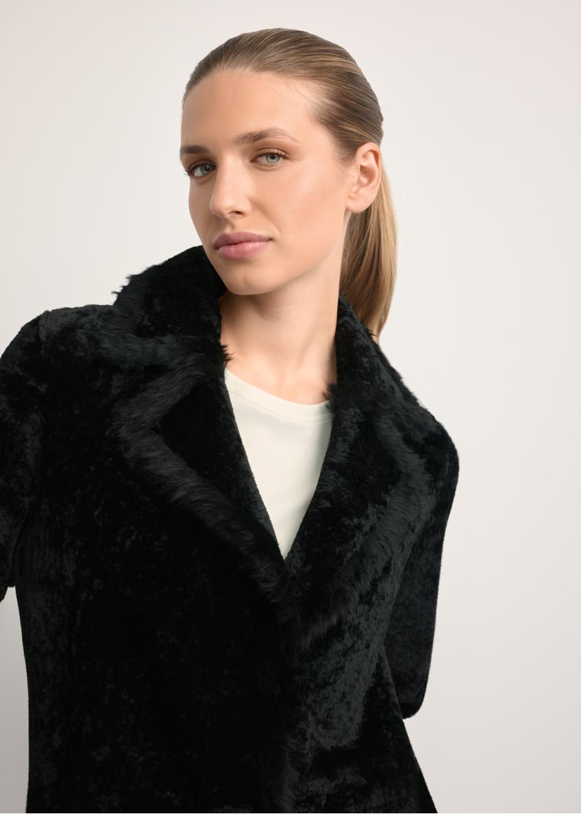 Women's sheepskin coat with snap fastening KOZDS-0056-1180(Z25)