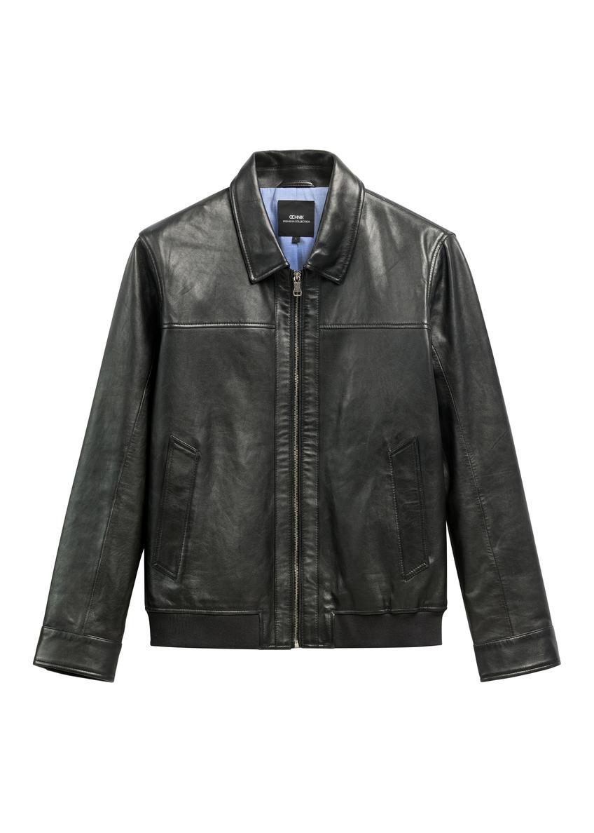 Black men's leather jacket KURMS-0407-99(W26)