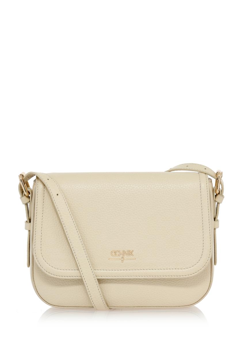 Cream leather women's postbag TORES-0985-12(W24)-07