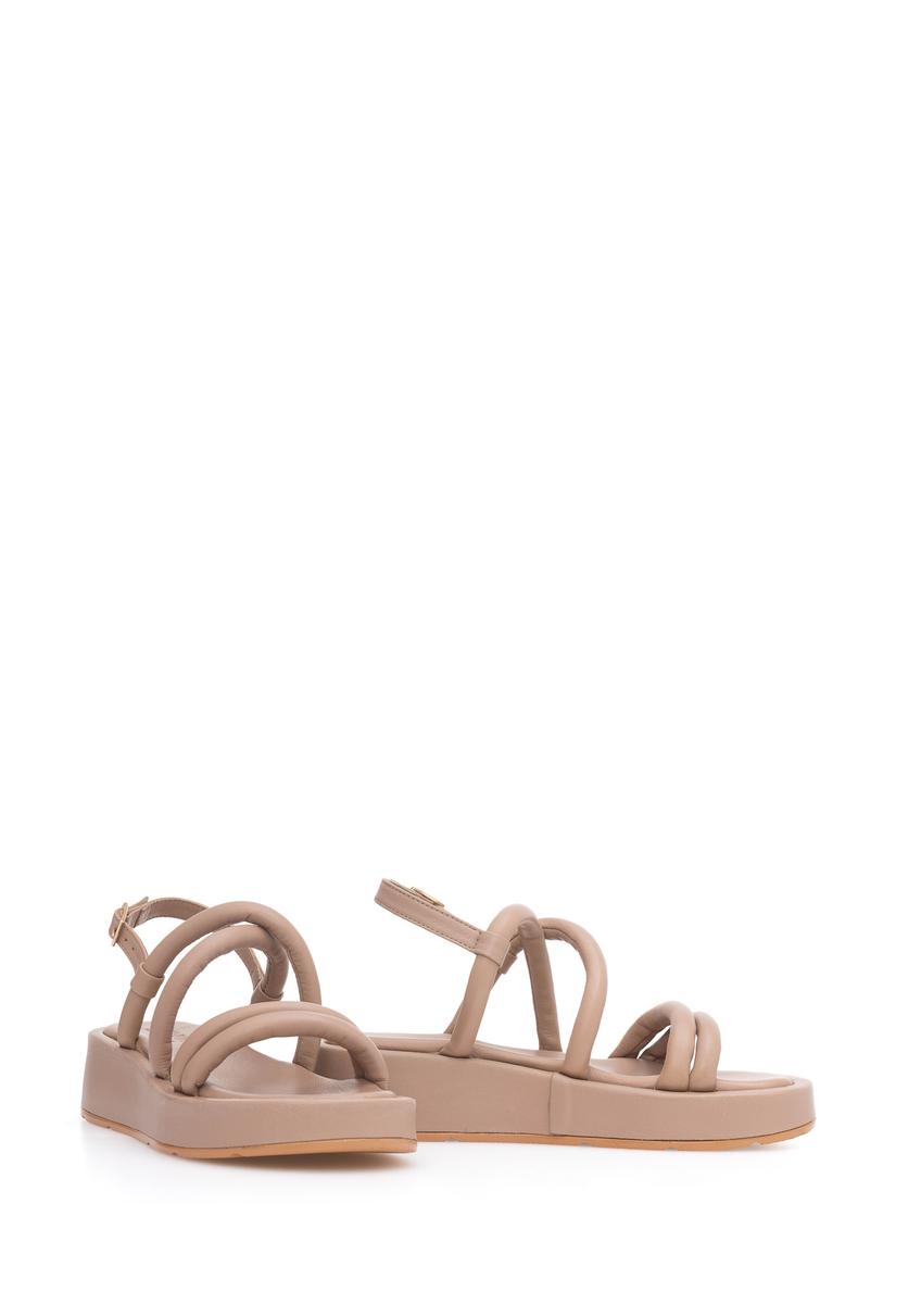 Beige women's leather sandals BUTYD-1164-93(W25)