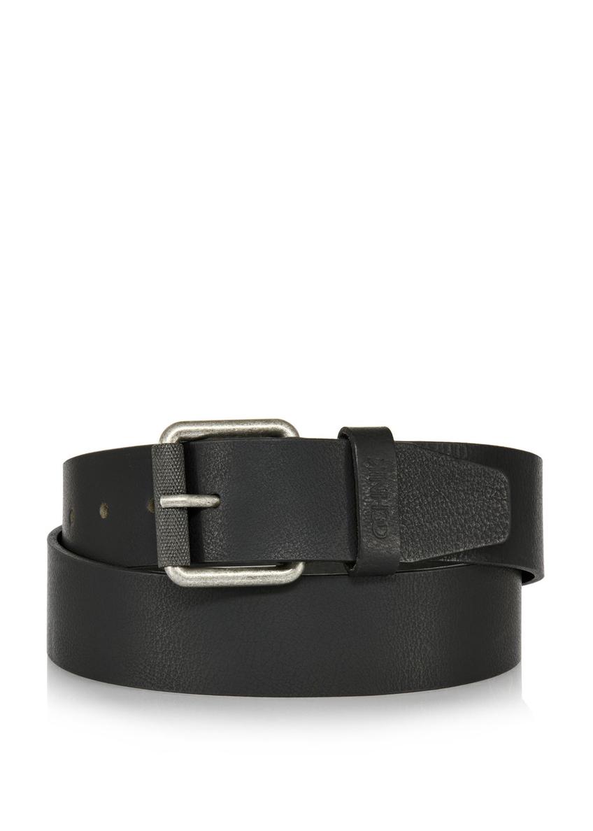 Black leather men's belt PASMS-0251-99(W24)-01