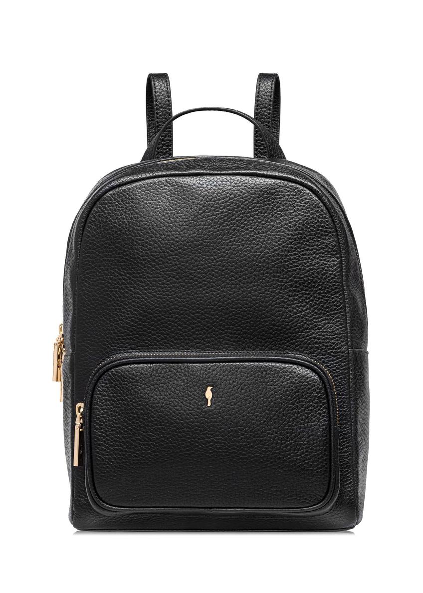 Black leather women's backpack TORES-1072E-9I(W26) - front product view, on white background.