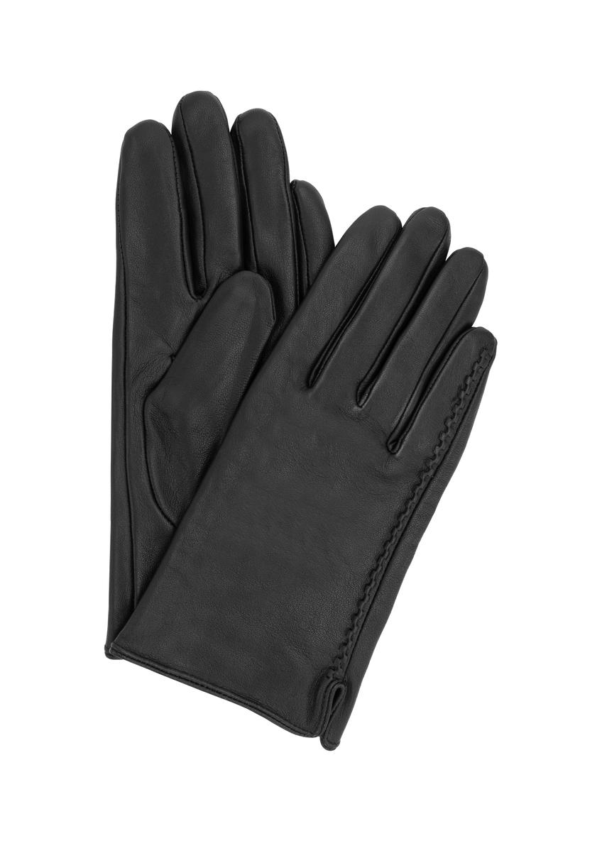 Men's navy blue leather gloves REKMS-0001-68(Z24)-01