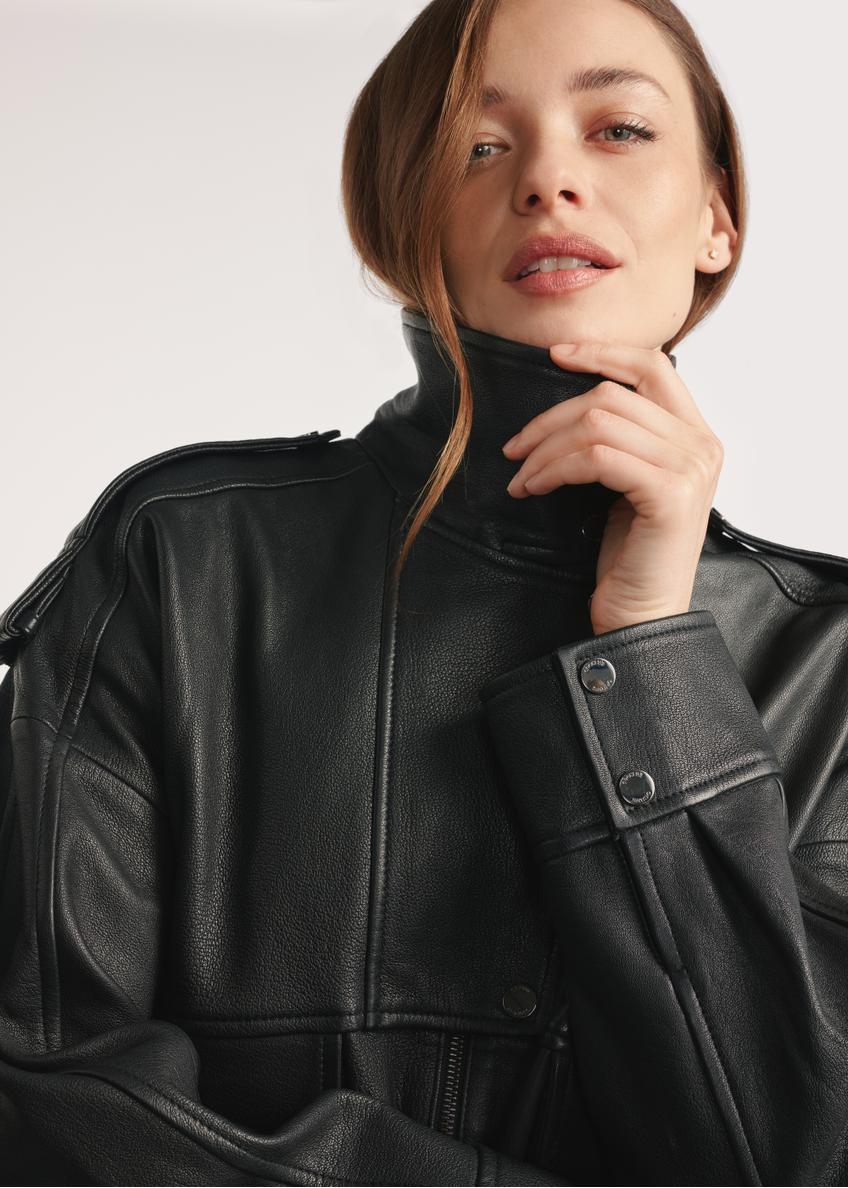 Black women's leather jacket KURDS-0554-2701(Z25)