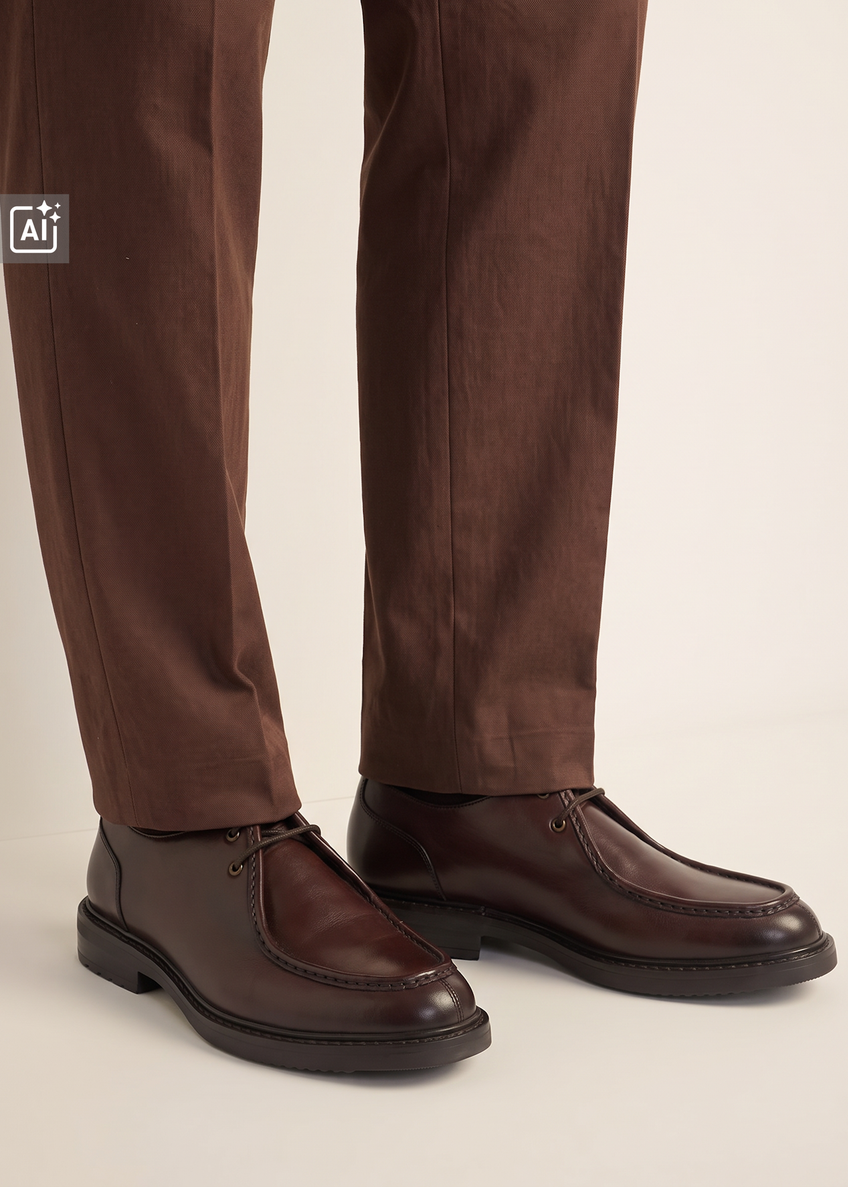Dark brown leather men's shoes BUTYM-0587-1I(Z26)