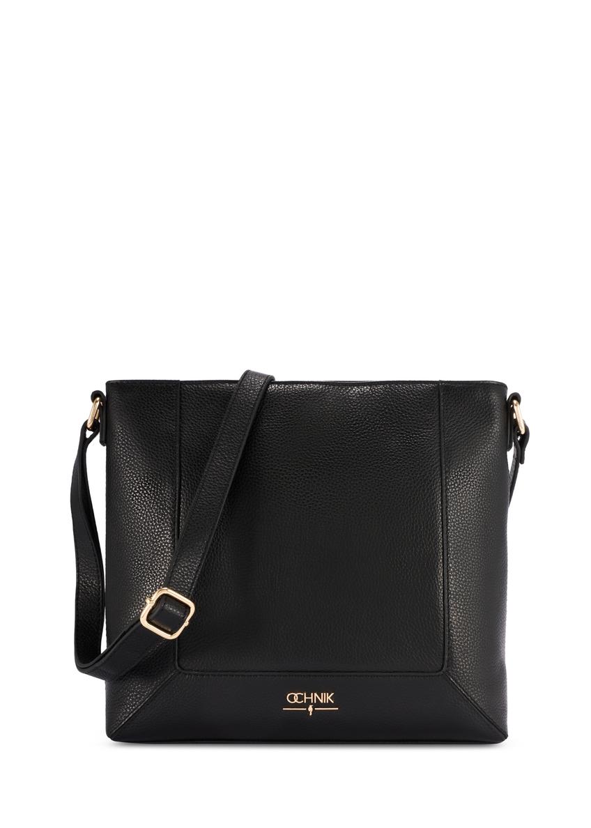 Black leather women's handbag TORES-1265-9I(W26) - front product view, on white background.