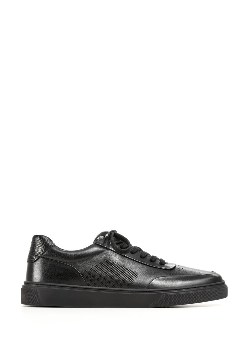 Black leather men's sports shoes BUTYM-0484-99(W25), side view of the product on a white background.