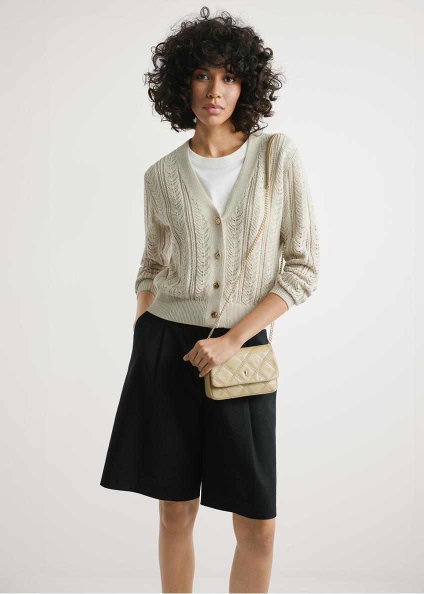 Small beige leather women's handbag TORES-1044-1B(W26)