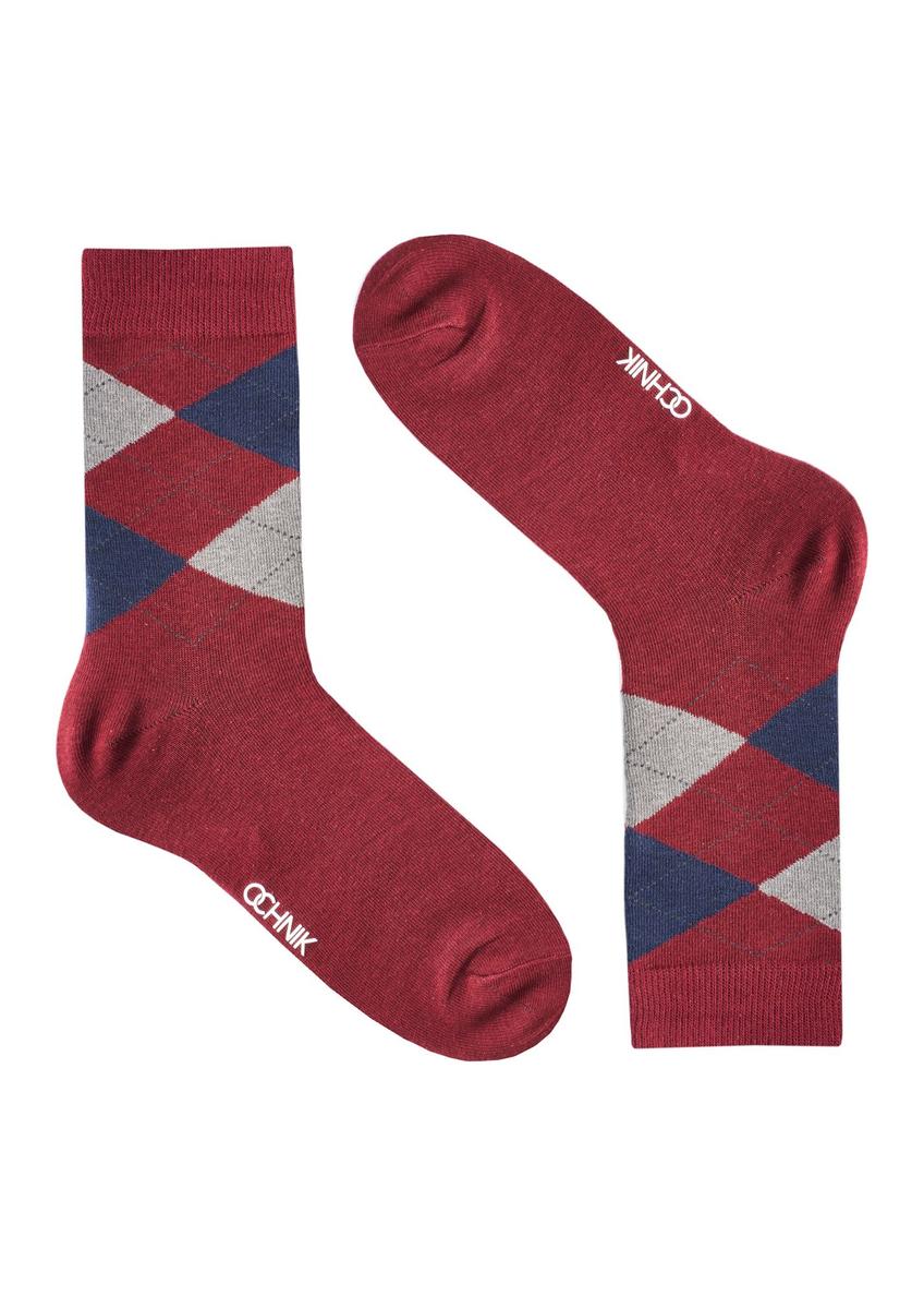 Men's long socks with pattern SKAMT-0197-4D(Z26), side view of the product on a white background.